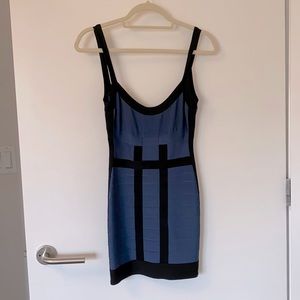 Herve Leger Black and Blue Bandage Dress